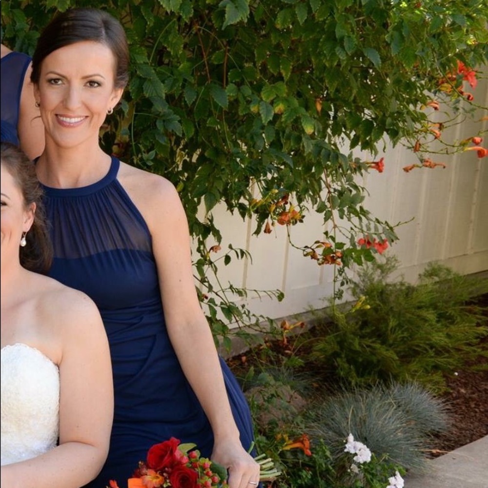 David Bridal’s Halter Neckline Long Dress/ Navy